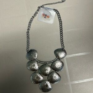 NEW MexZotic Matte Silver tone Bubble Plate Bib Necklace